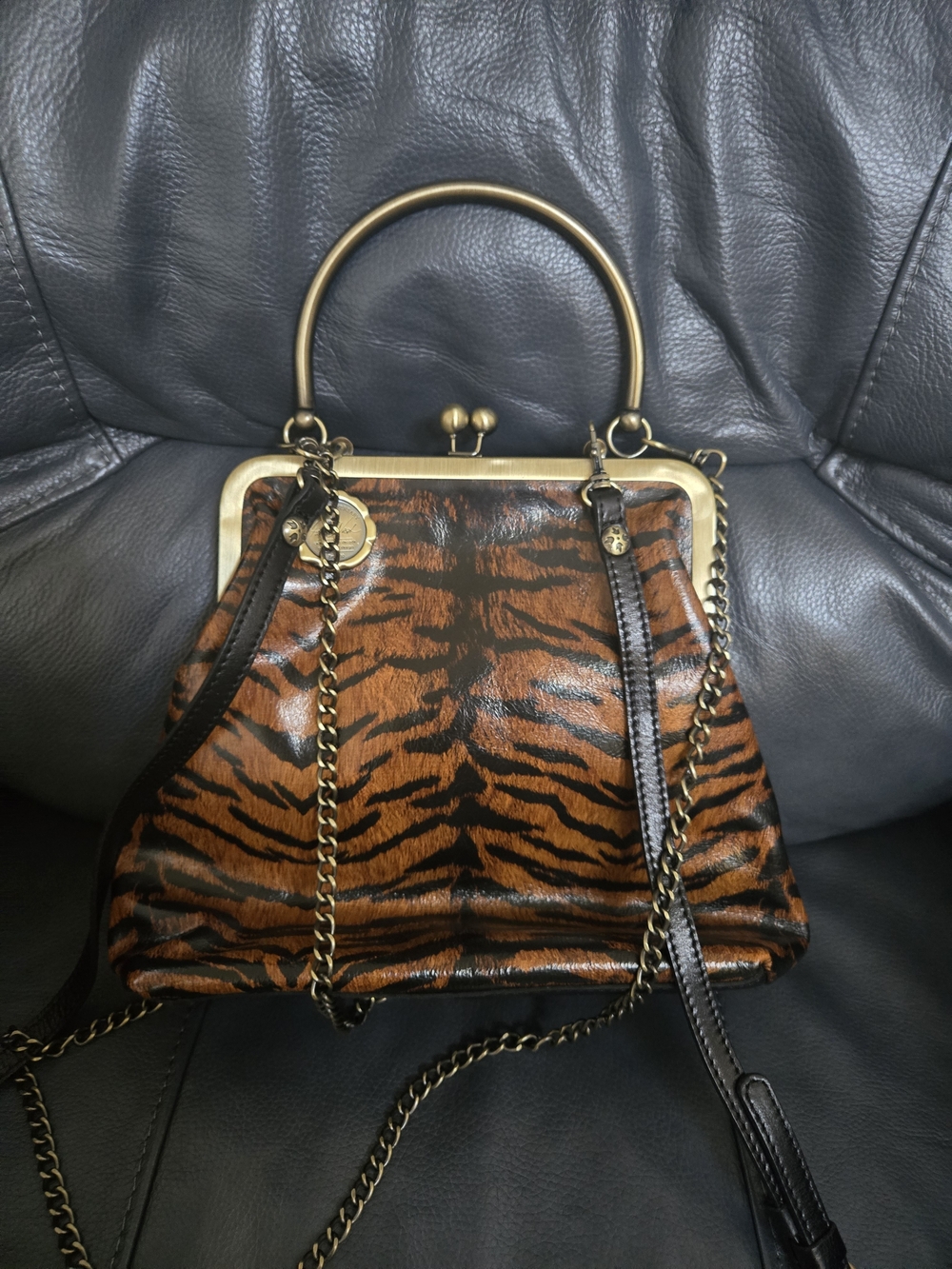 Patricia Nash Tiger-Print Frame Crossbody Bag - Brown & Black